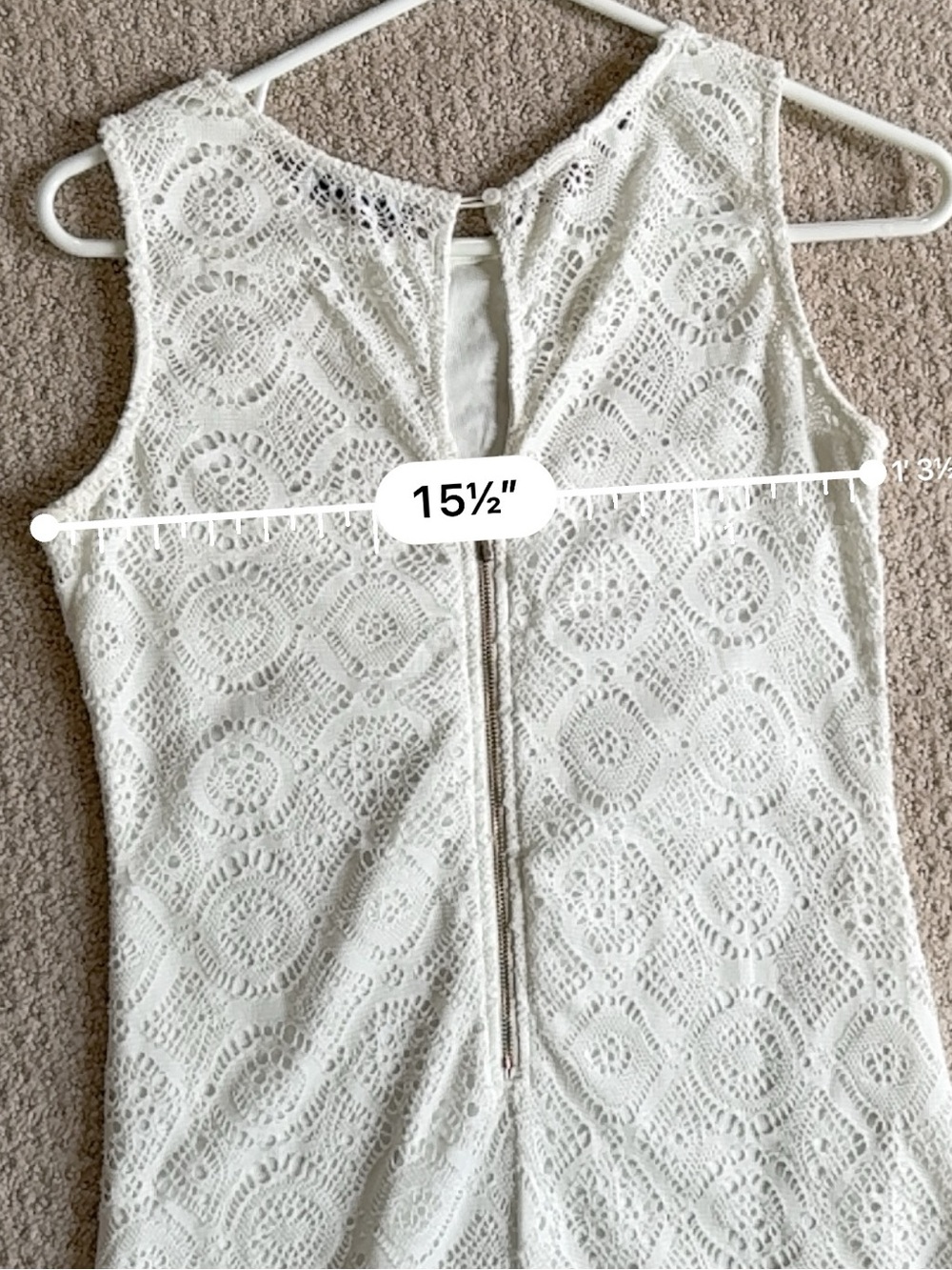 White Lace Fringe Shift Dress Small - Picture 5 of 9